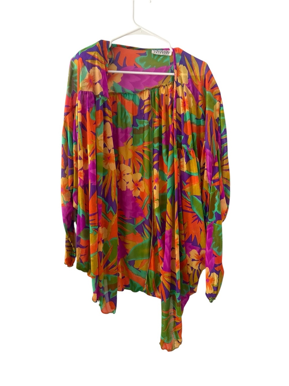 VTG Oscar de la Renta Swimwear Multicolor Floral Bathing Suit Nylon Coverup